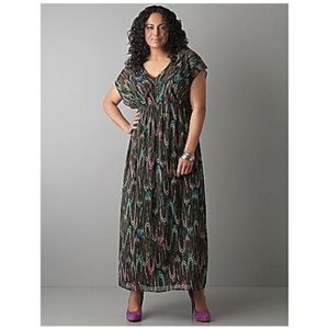 Lane Bryant Peacock feather maxi dress 26/28
